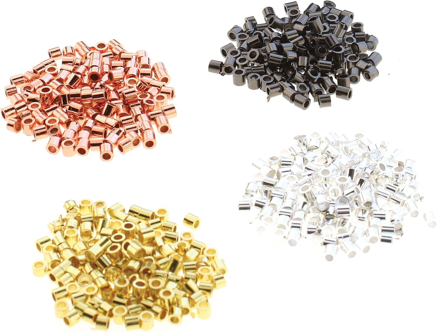 The Beadsmith Tube Crimp Beads, 1.8mm, Assorted Colors, 600 Pieces, Uniform Cylindrical Shape, No Sharp Edges, Designed to Secure The Ends of Jewelry Stringing Wires and Cables