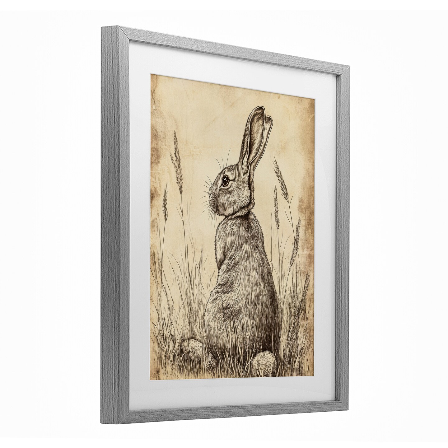 Stupell Industries Vintage Aged Bunny Portrait Framed Print Under Glass, design by Petal Prints Design