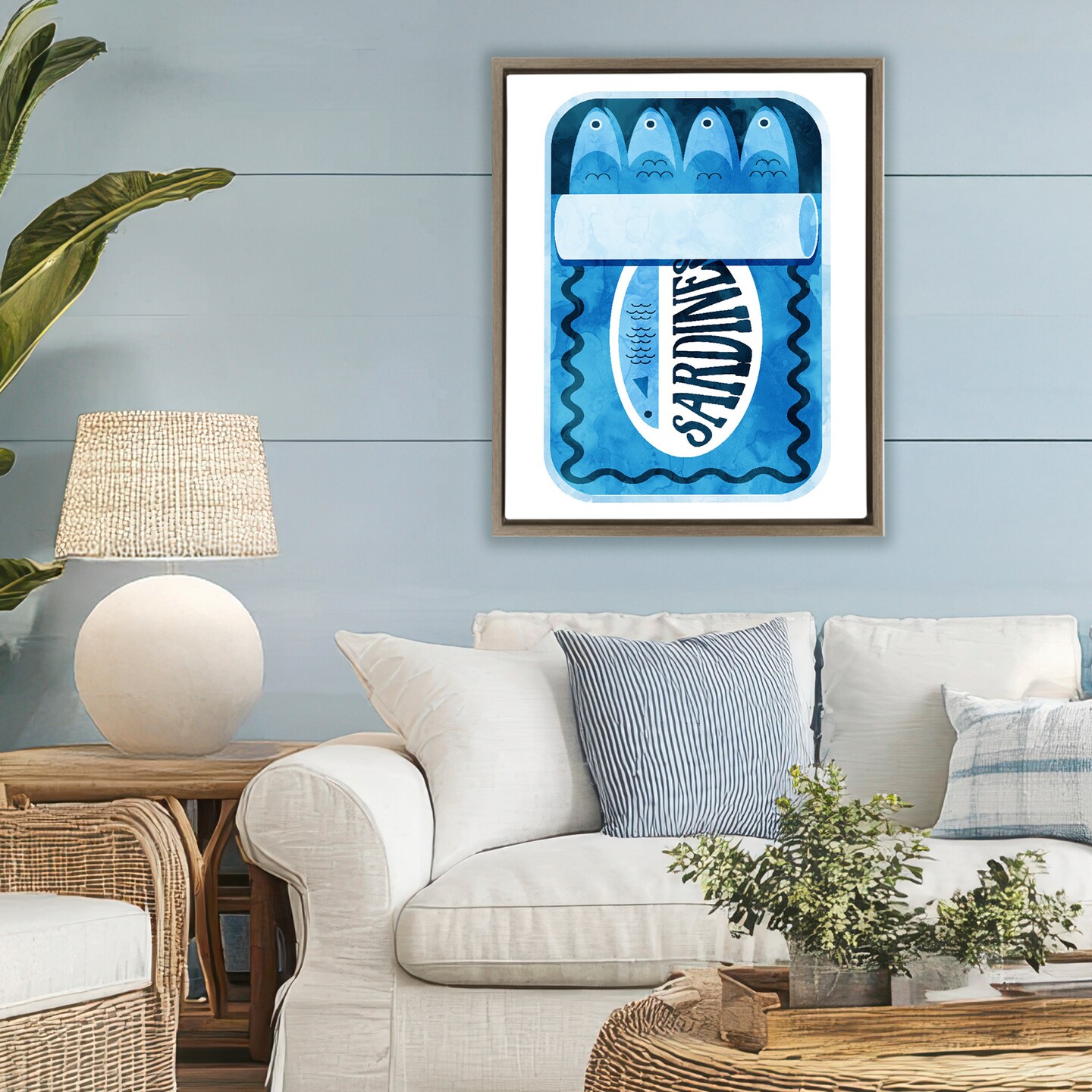 Stupell Industries Retro Blue Sardine Tin Floating Frame, design by Daphne Polselli