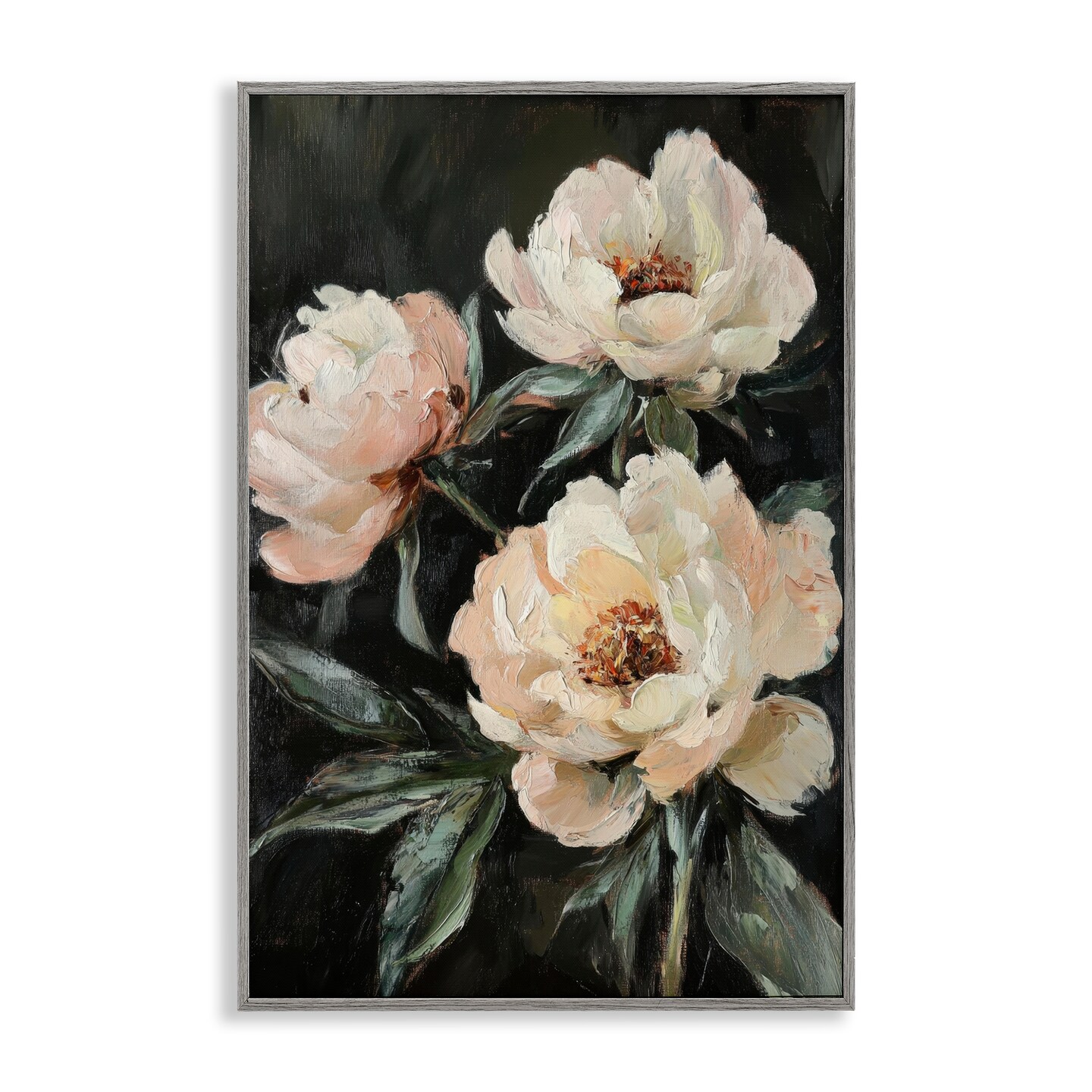 Stupell Industries Peach Roses Floral Painting Framed Giclee, design by Petal Prints Design