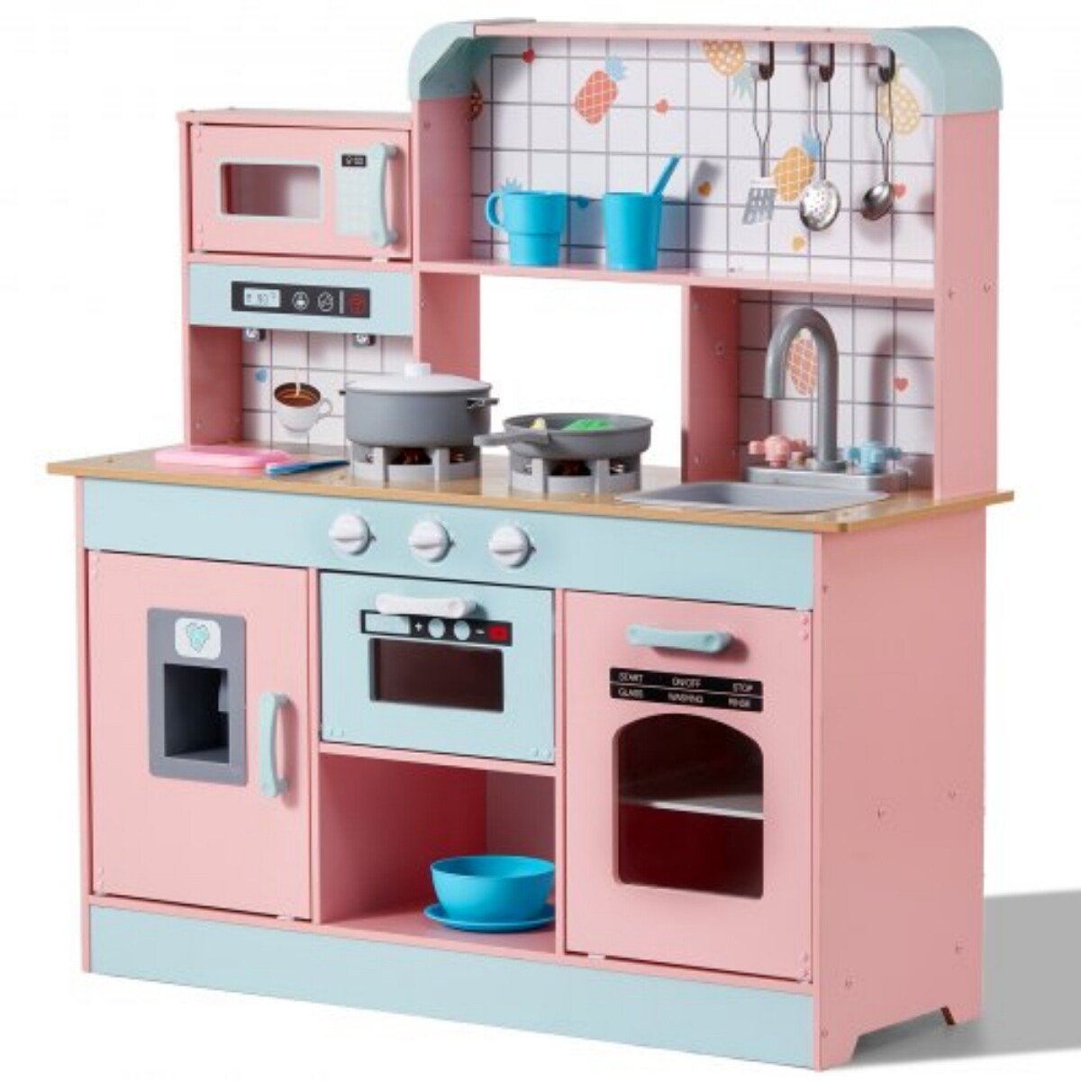 Wooden Play Kitchen for Kids with Lights and Sounds Toy Kitchen Set
