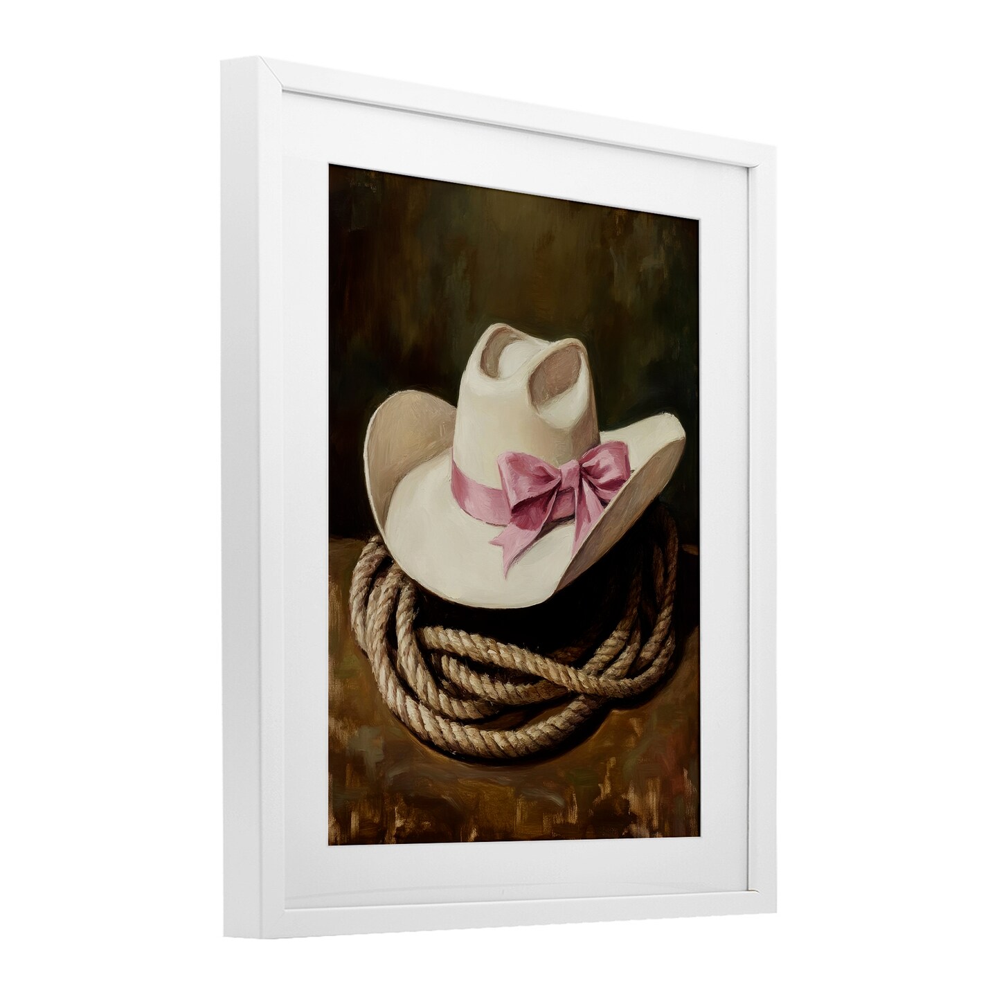 Stupell Industries Cowgirl Hat Bow and Lasso Framed Print Under Glass, design by Petal Prints Design