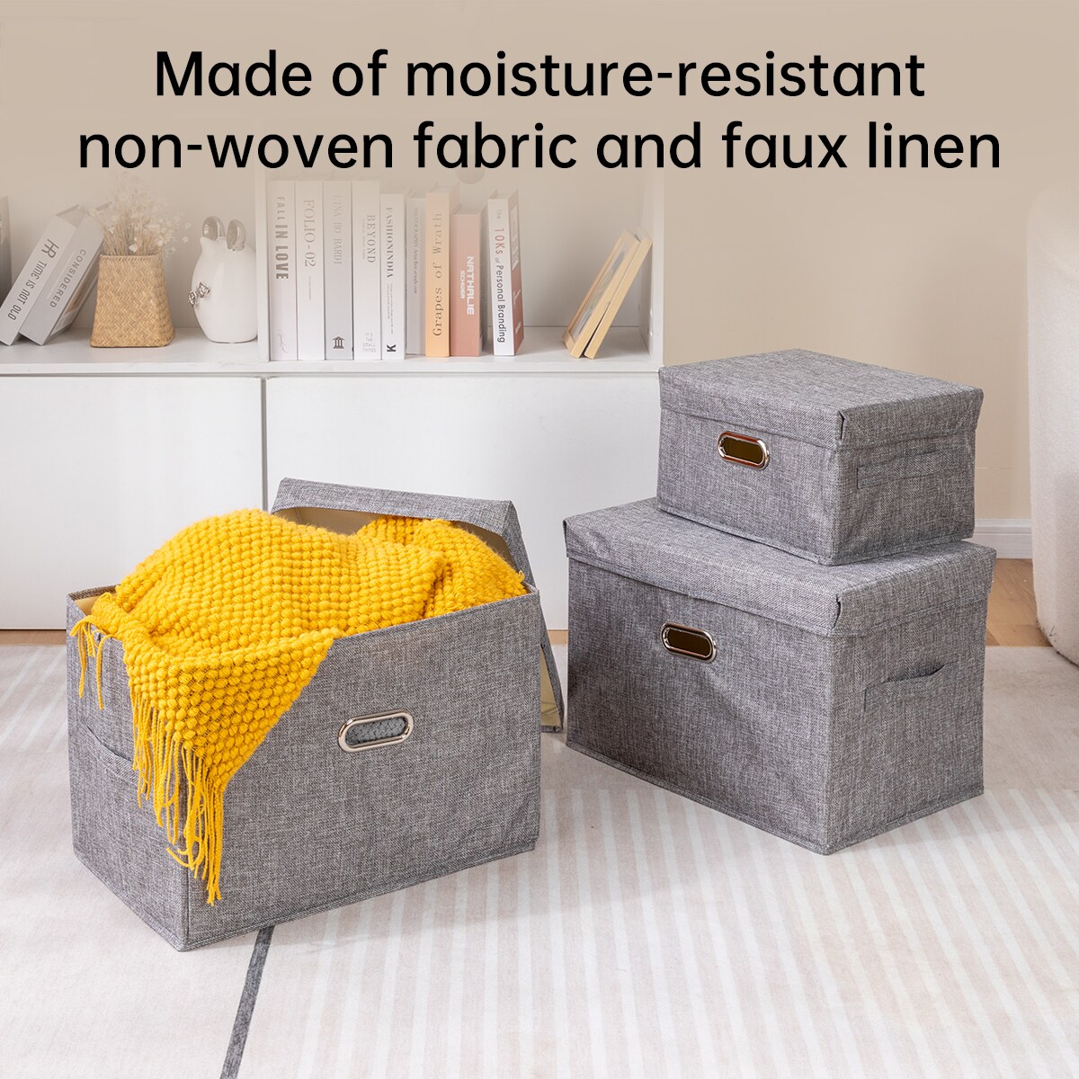 VUSIGN 12″ × 16.8″ Wardrobe Flip‑Top Storage Box Large Dark Gray – Large Dark Gray Flip-Top Fabric Organizer Bin for Closet & Shelf, 12″ × 16.8″ (2-Pack)