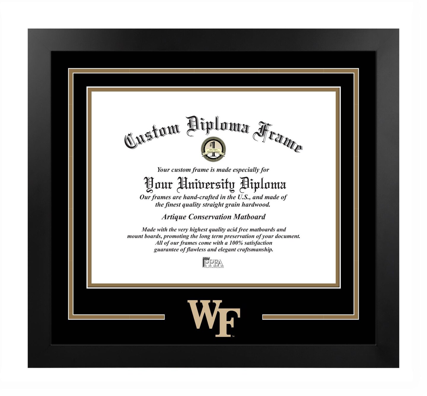 Wake Forest Demon Deacons 14w x 11h Spirit Diploma Manhattan Black Frame with Bonus Campus Images Lithograph (value savings $59)