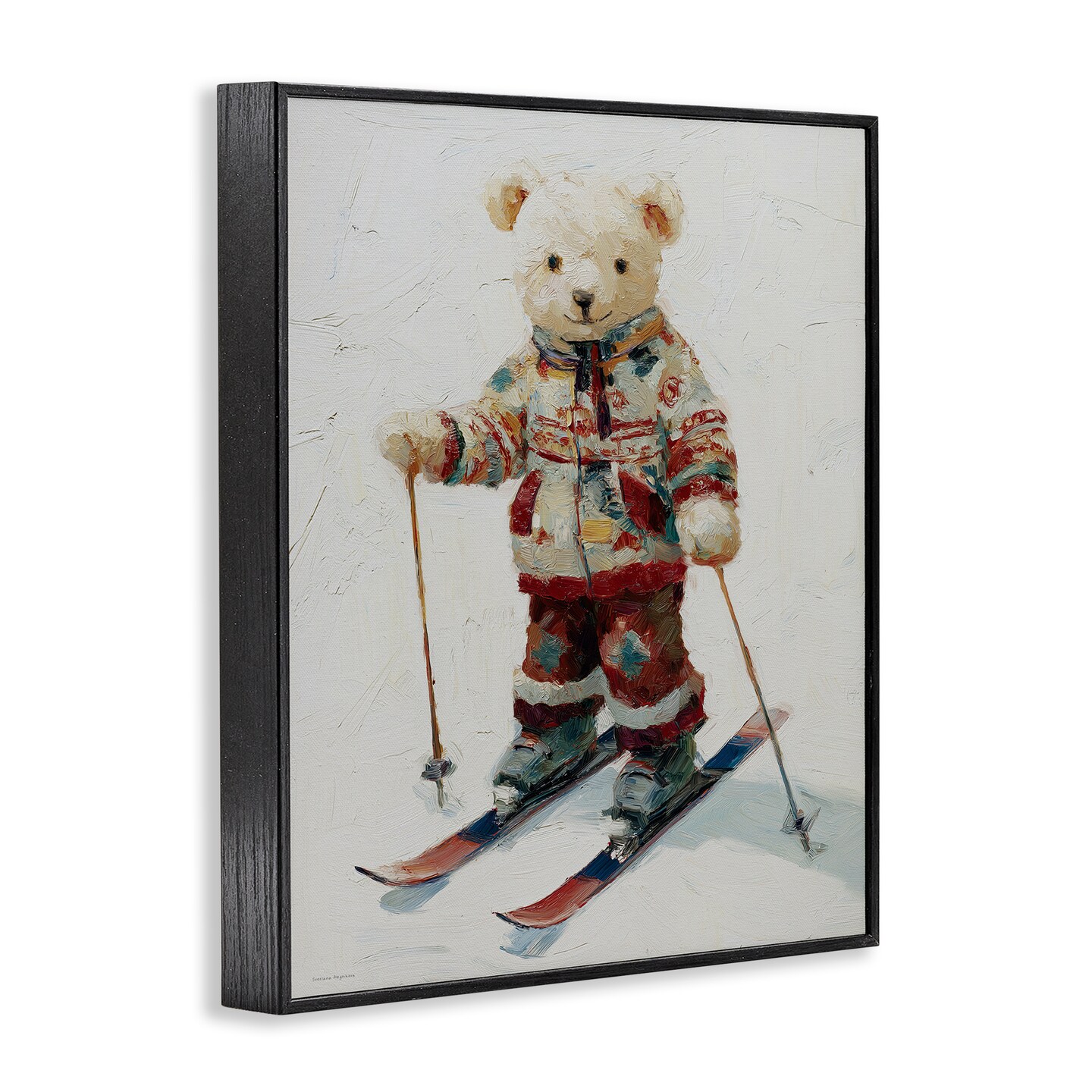 Stupell Industries Bear on Skiing Adventure Framed Giclee, design by Svetlana Aleynikova