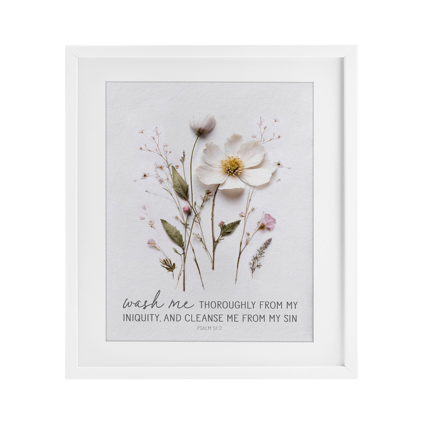 Stupell Industries Pressed Flower Proverb Framed Print Under Glass, design by Lettered and Lined
