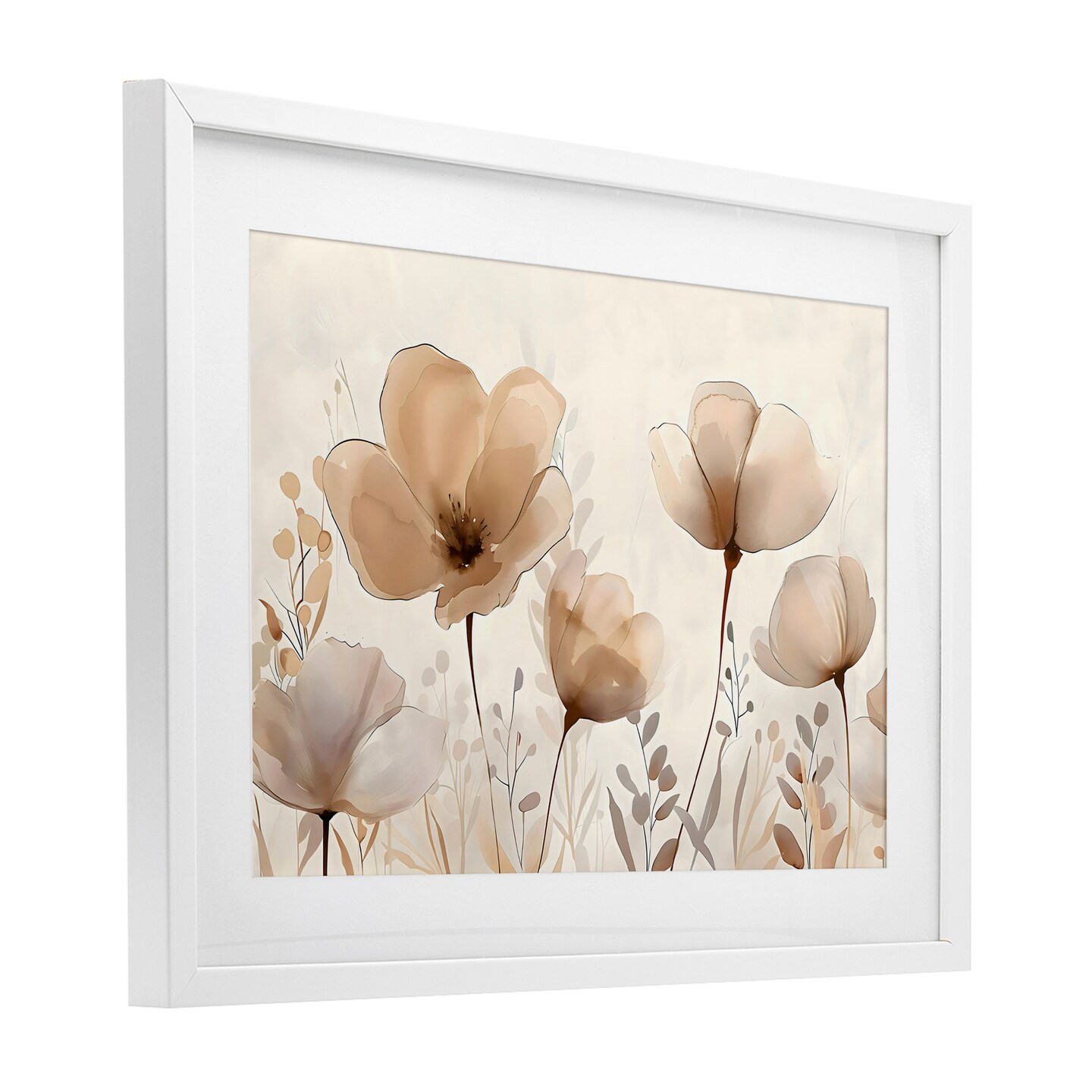 Stupell Industries Neutral Wildflowers Floral Blossoms Framed