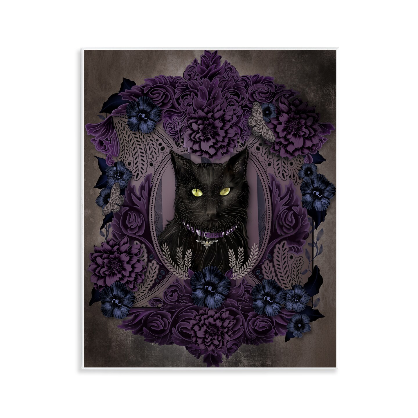 Stupell Industries Black Cat with Gothic Florals Wall Plaque, design by Lori Mosley