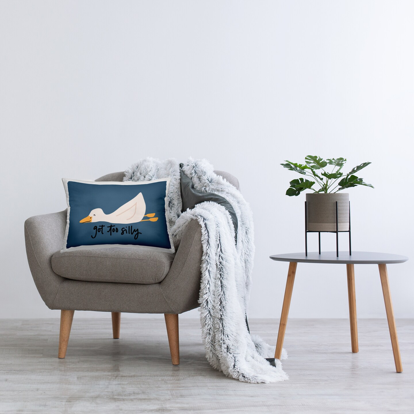 Stupell Industries Got Too Silly Duck Decorative Printed Throw Pillow, design by Rachel Nieman, 14 x 7 x 20