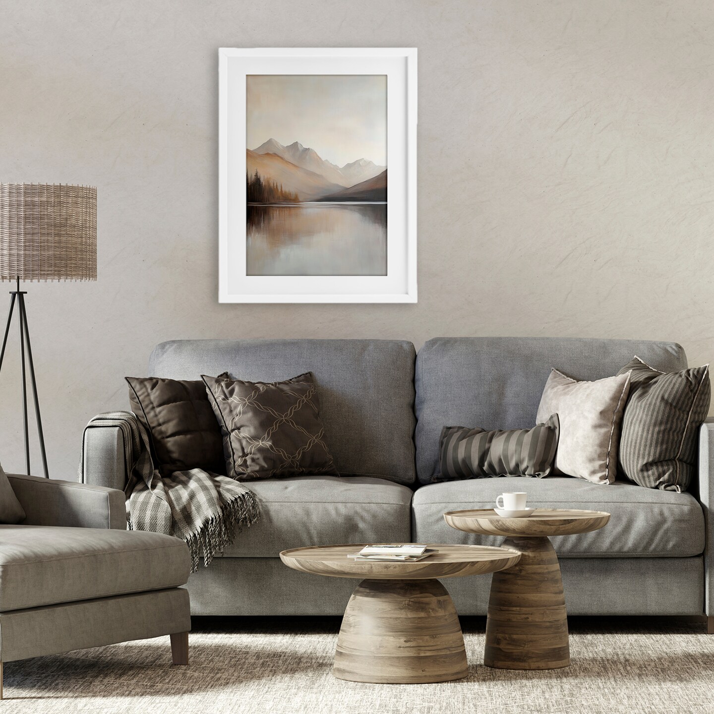 Stupell Industries Muted Lake Neutral Landscape Framed Print Under Glass, design by Petal Prints Design