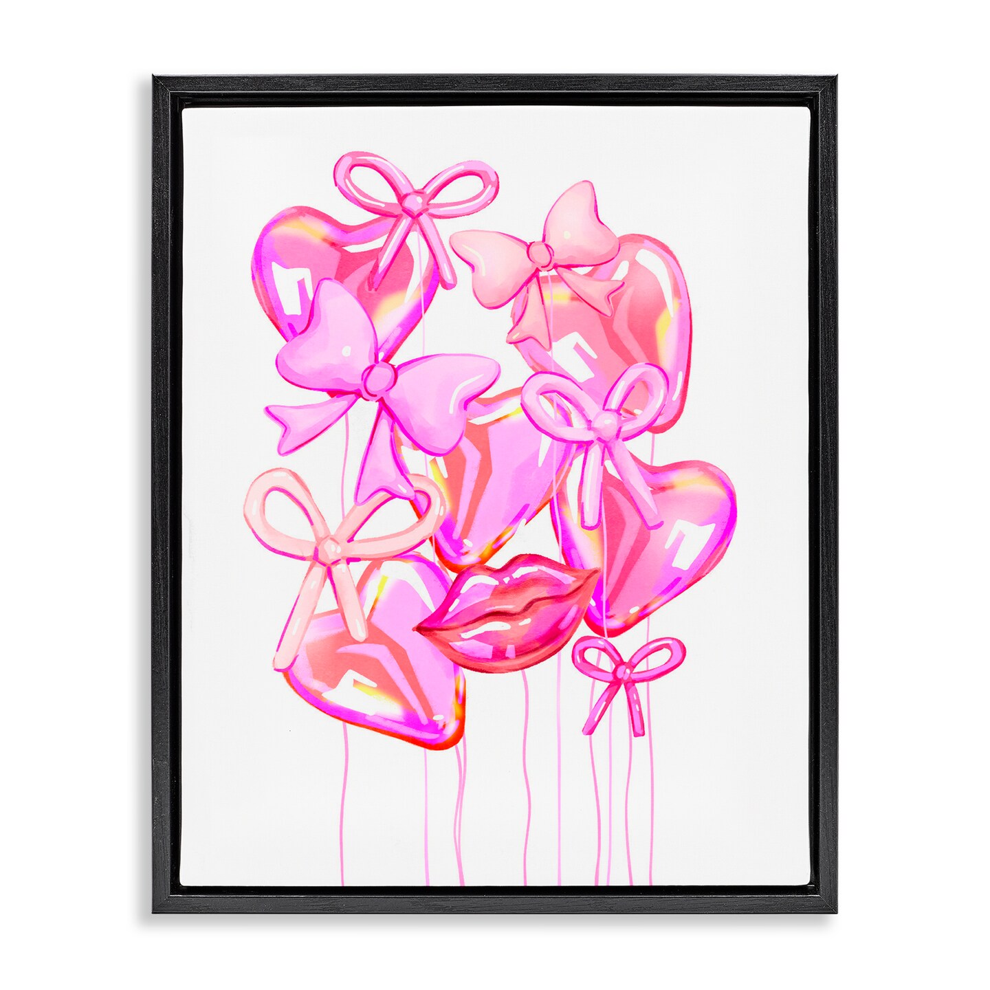 Stupell Industries Pink Heart and Bow Balloons Floating Frame, design by Ziwei Li