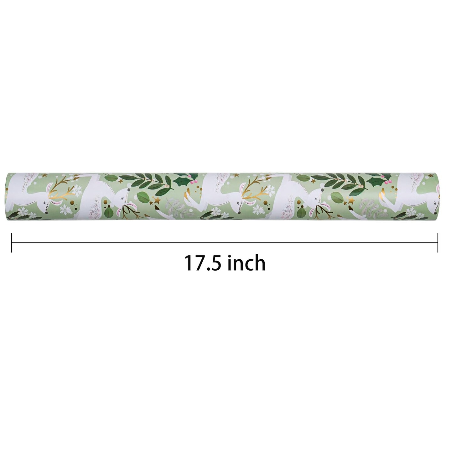Reversible Wrapping Paper Roll - Mini Roll - Christmas White Reindeer and Snowflake Pattern Great for Christmas, Party, Holiday - 17.5 Inches X 32.8 Feet