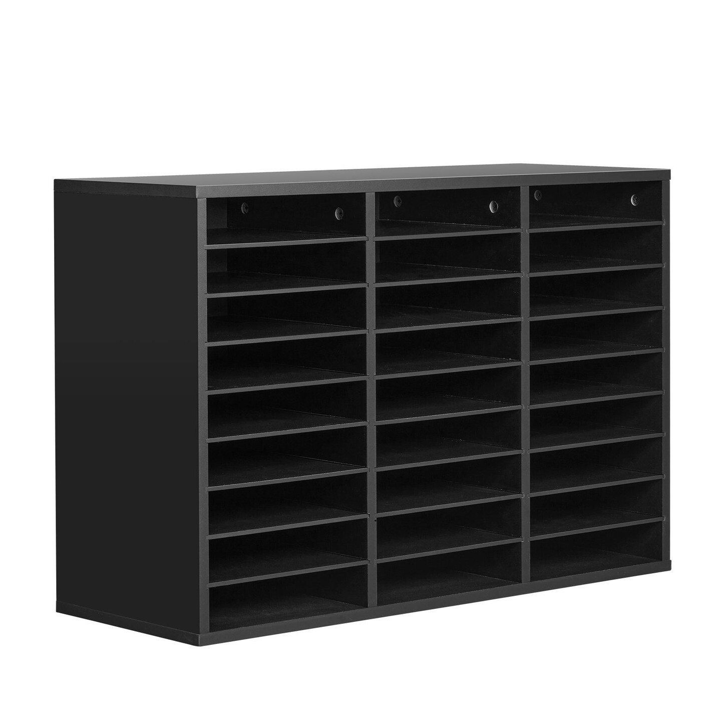 Wood Literature Organizer File Sorter with Removable Shelves Mailbox Slots for Office