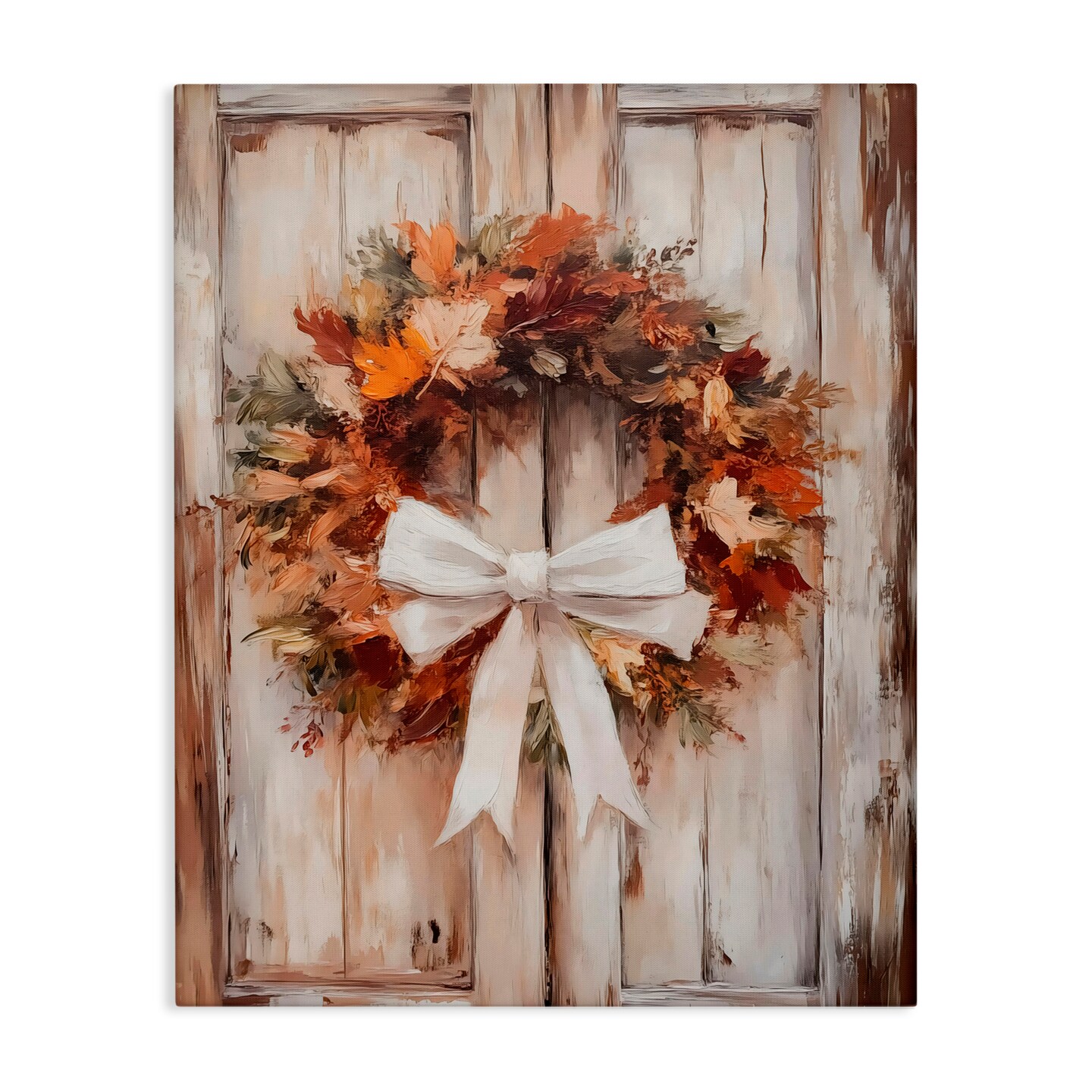 Stupell Industries Autumnal Wreath with Ribbon Canvas, design by LSR Design Studio