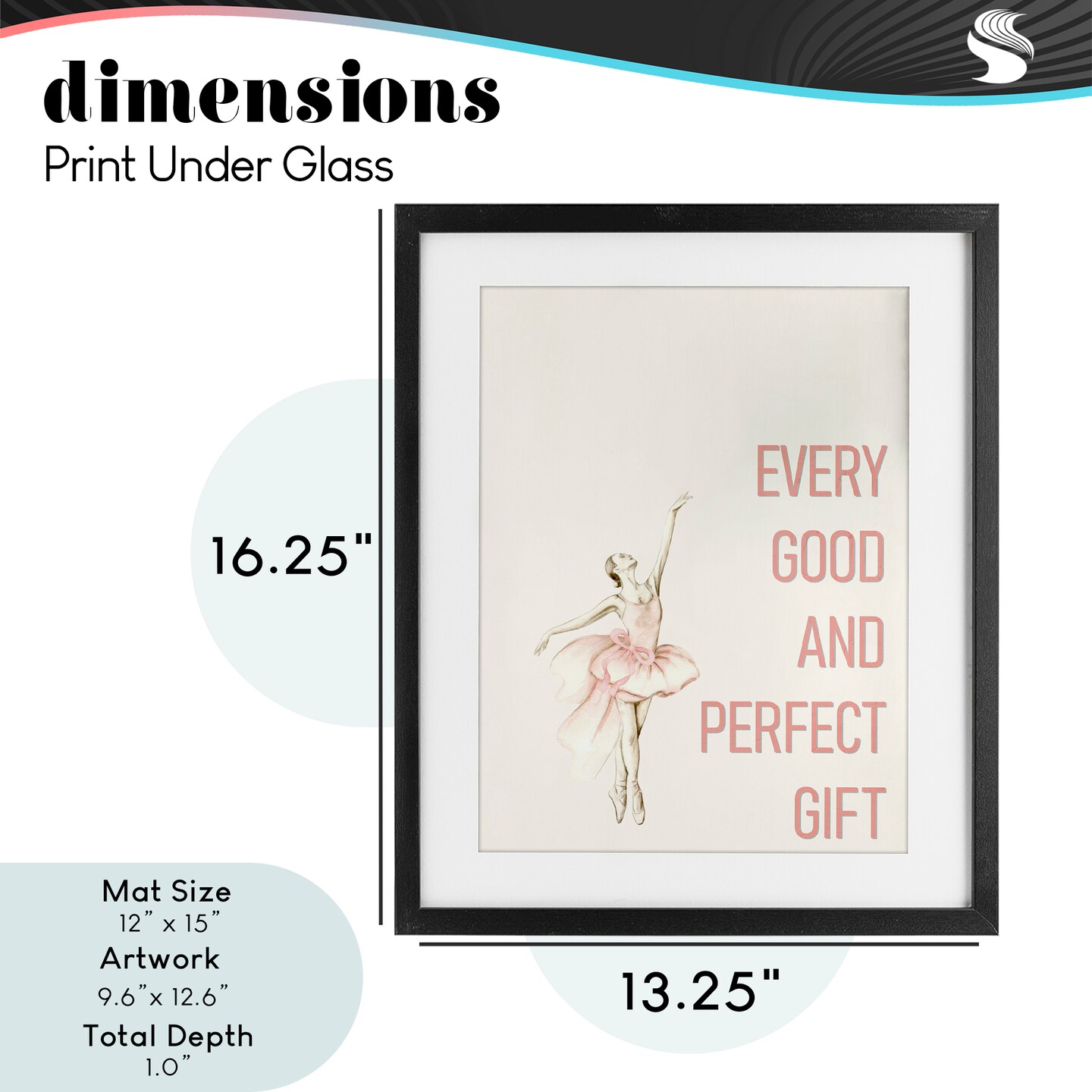 Stupell Industries Good & Perfect Gift Ballerina Framed Print Under Glass, design by Kim Allen
