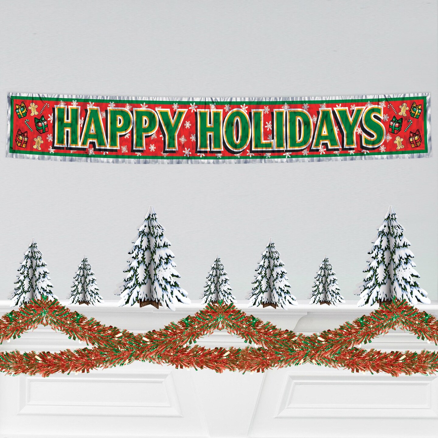 12 Pack Beistle Christmas 6-Ply Metallic Festooning Garland - red/green