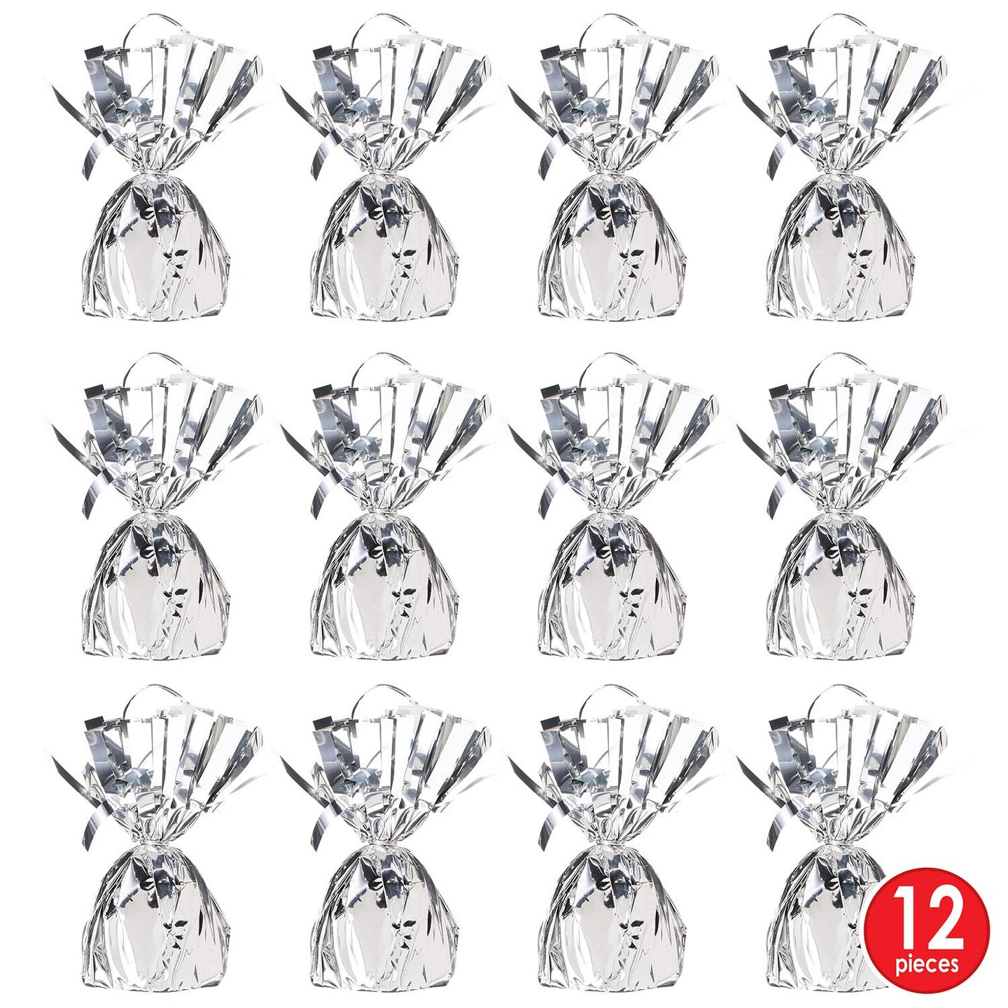 12 Pack Beistle Metallic Wrapped Balloon Weight silver