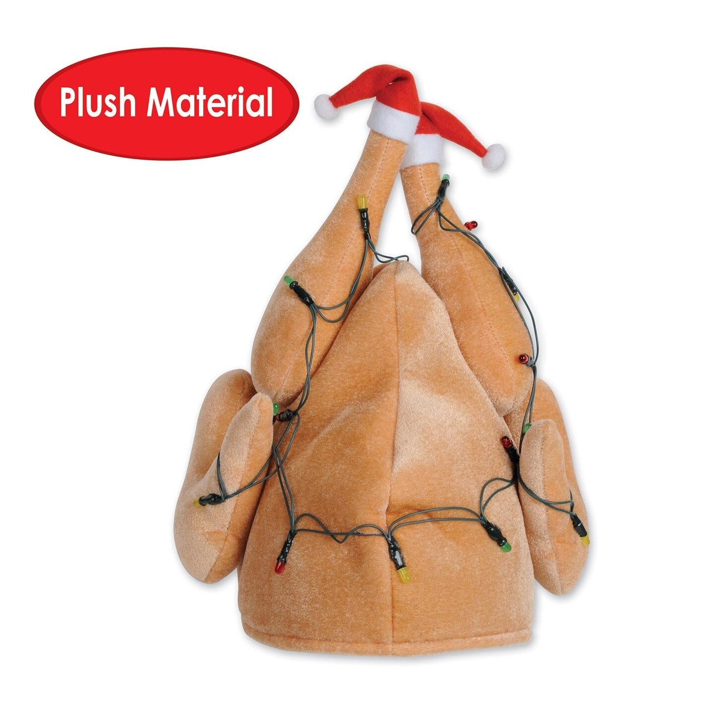 6 Pack Beistle Plush Light-Up Christmas Turkey Hat