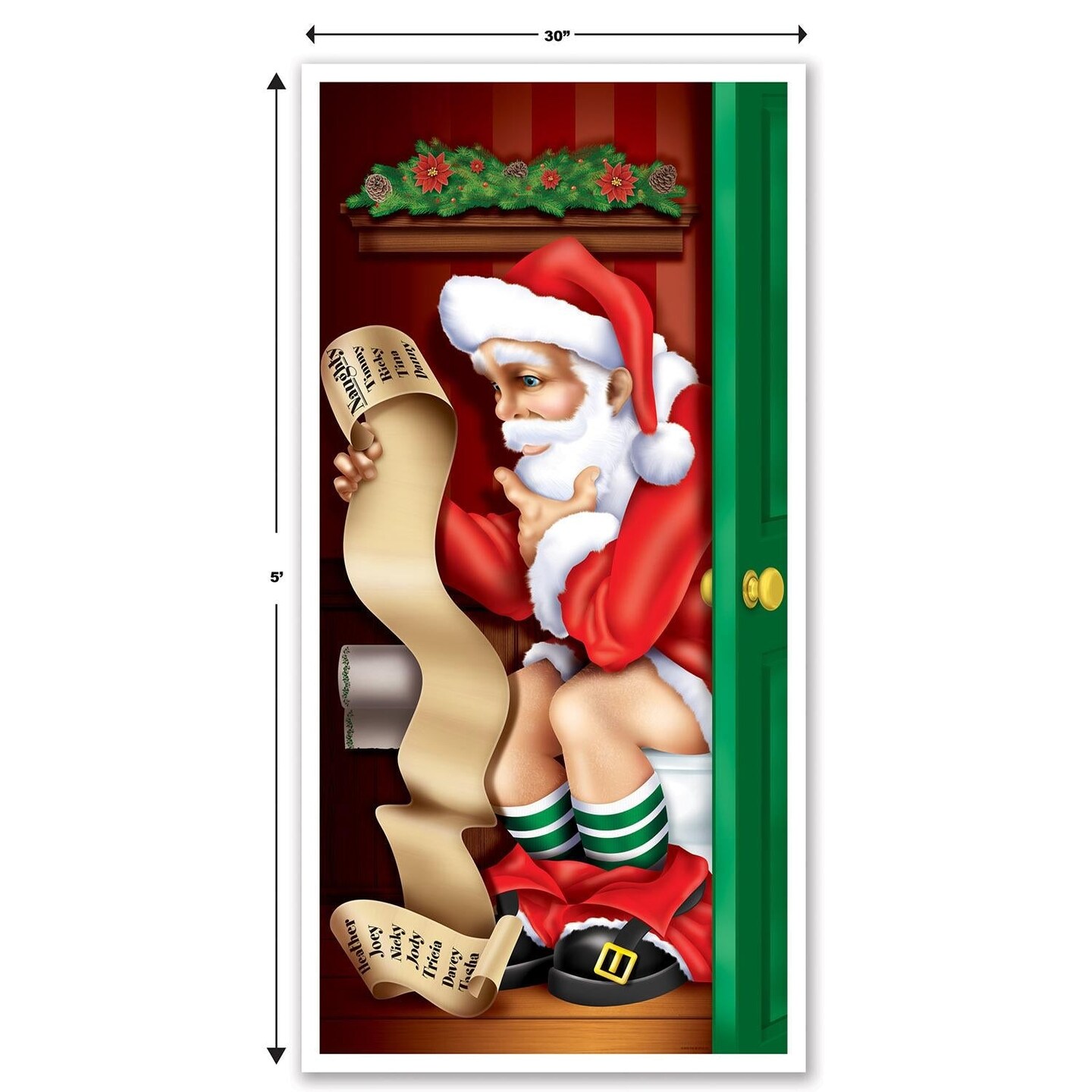 12 Pack Beistle Christmas Santa Restroom Door Cover