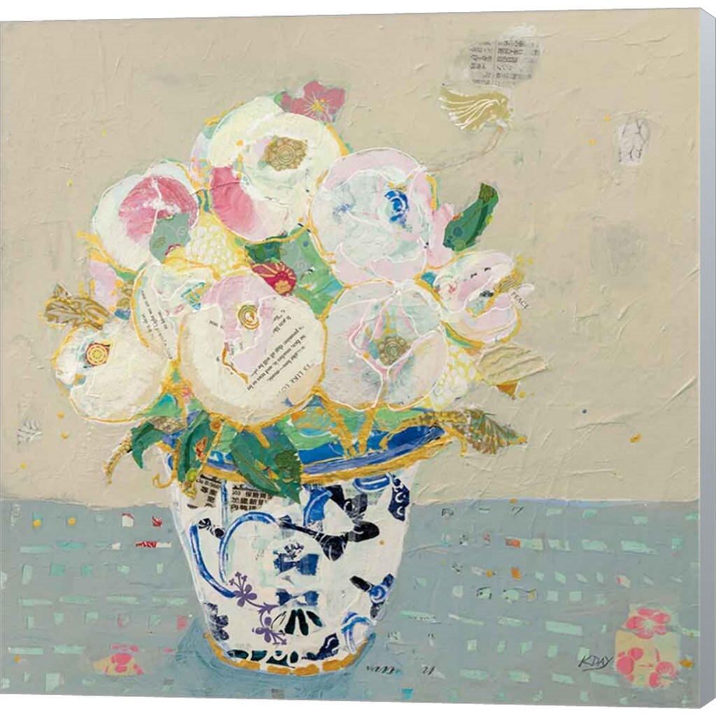 Kristens Peonies Neutral by Kellie Day - 24x24 Canvas Art Print