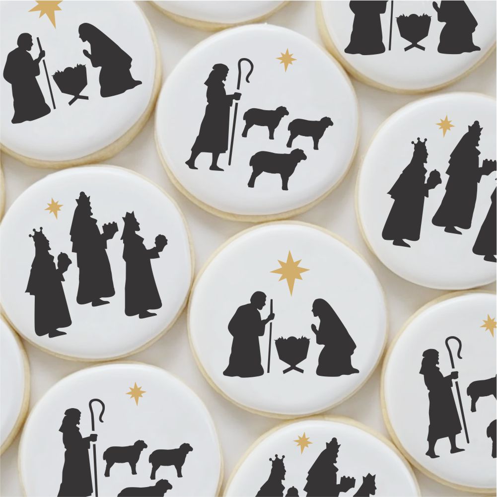 Nativity, Wisemen and Shepherd Cookie Stencil Set | C1012 by Designer Stencils | Cookie Decorating Tools | Baking Stencils for Royal Icing, Airbrush, Dusting Powder | Reusable Plastic Food Grade Stencil for Cookies | Easy to Use &#x26; Clean