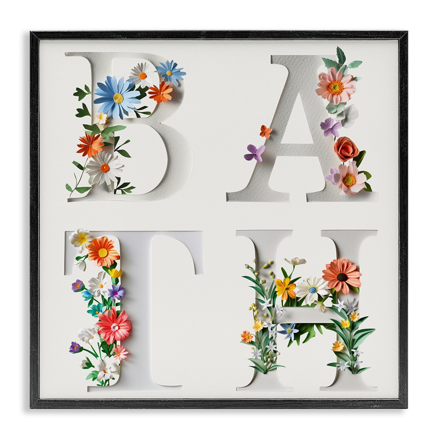 Stupell Industries Floral Bath Typography Framed Giclee Design by Susan Arnot
