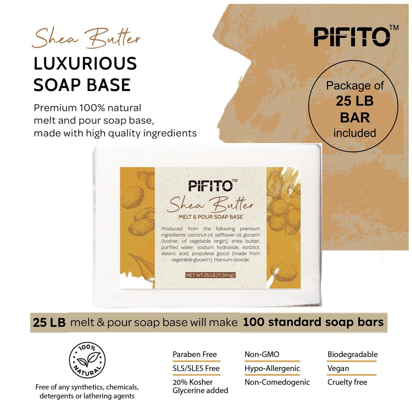 Pifito Shea Butter Melt and Pour Soap Base │ Bulk Premium 100% Natural Glycerin Soap Base │ Luxurious Soap Making Supplies