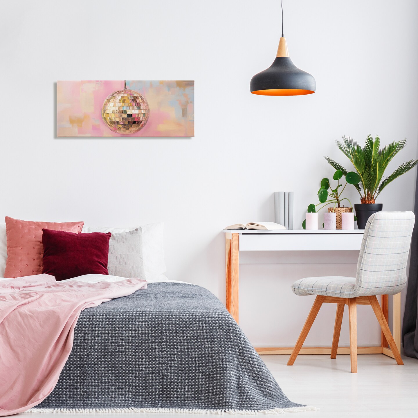 Stupell Industries Gold Hued Disco Ball Canvas Design by Nini Art