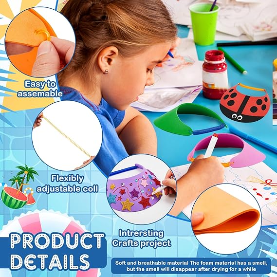 DIY Foam Visors for Kids with Summer Stickers Summer Party Crafts for Kids