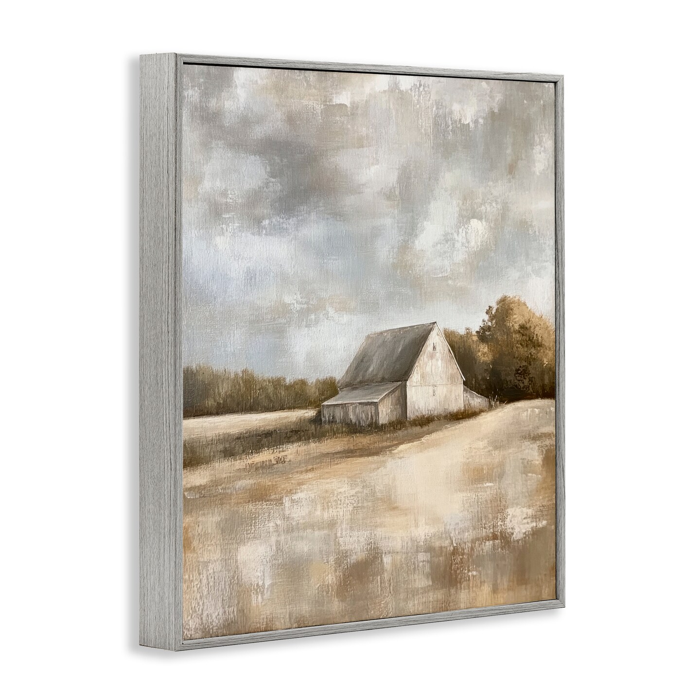 Stupell Industries Cloudy Farm Landscape Framed Giclee Design by Petal Prints Design