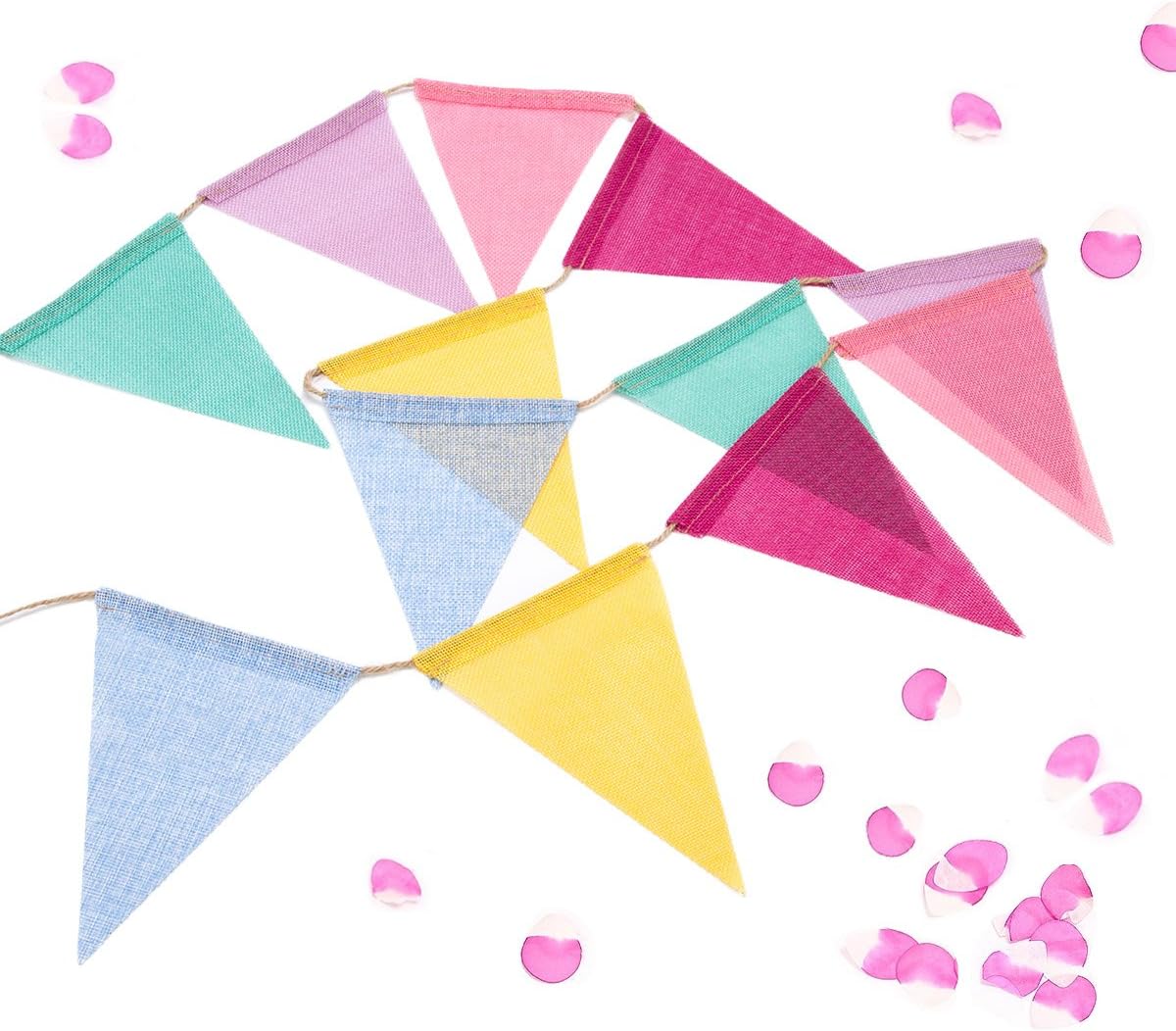 60 Flags Imitated Burlap Pennant Banner - Multicolor Fabric Triangle ...