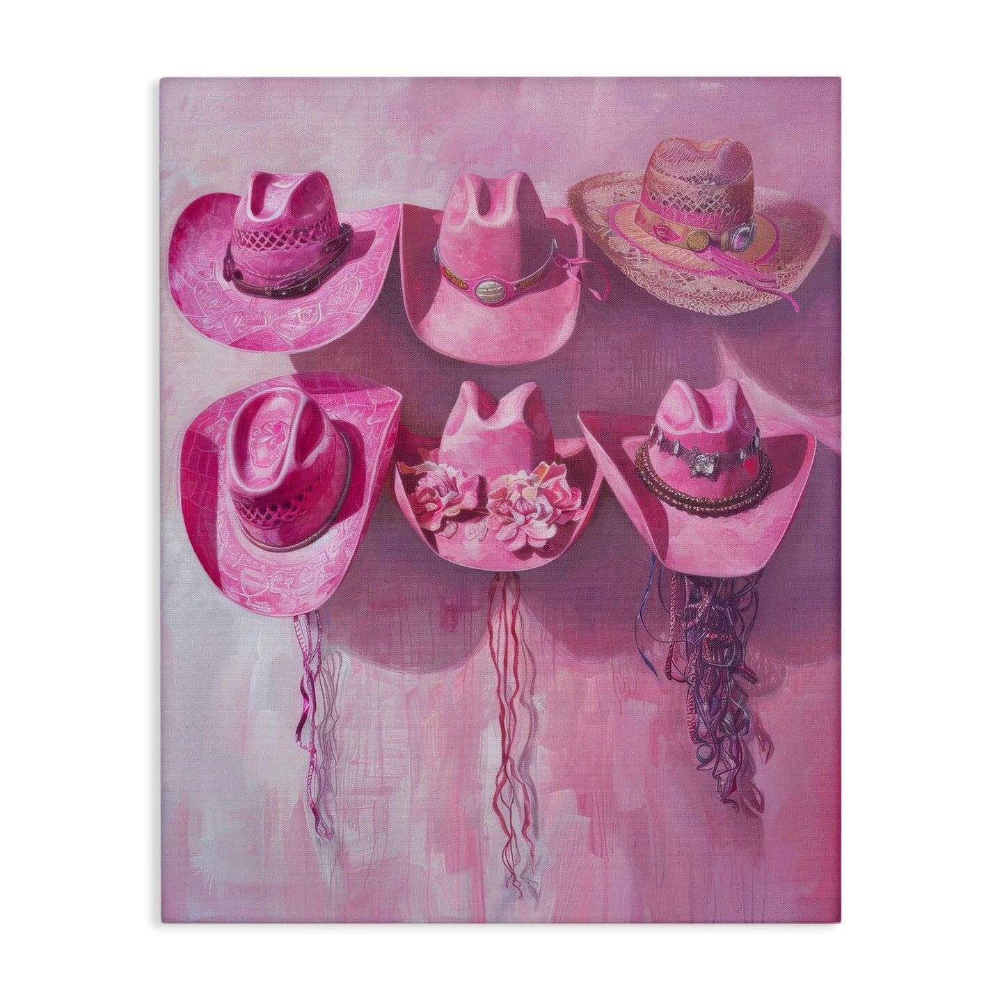 Stupell Industries Hanging Pink Cowgirl Hats Canvas Design by LSR Design Studio