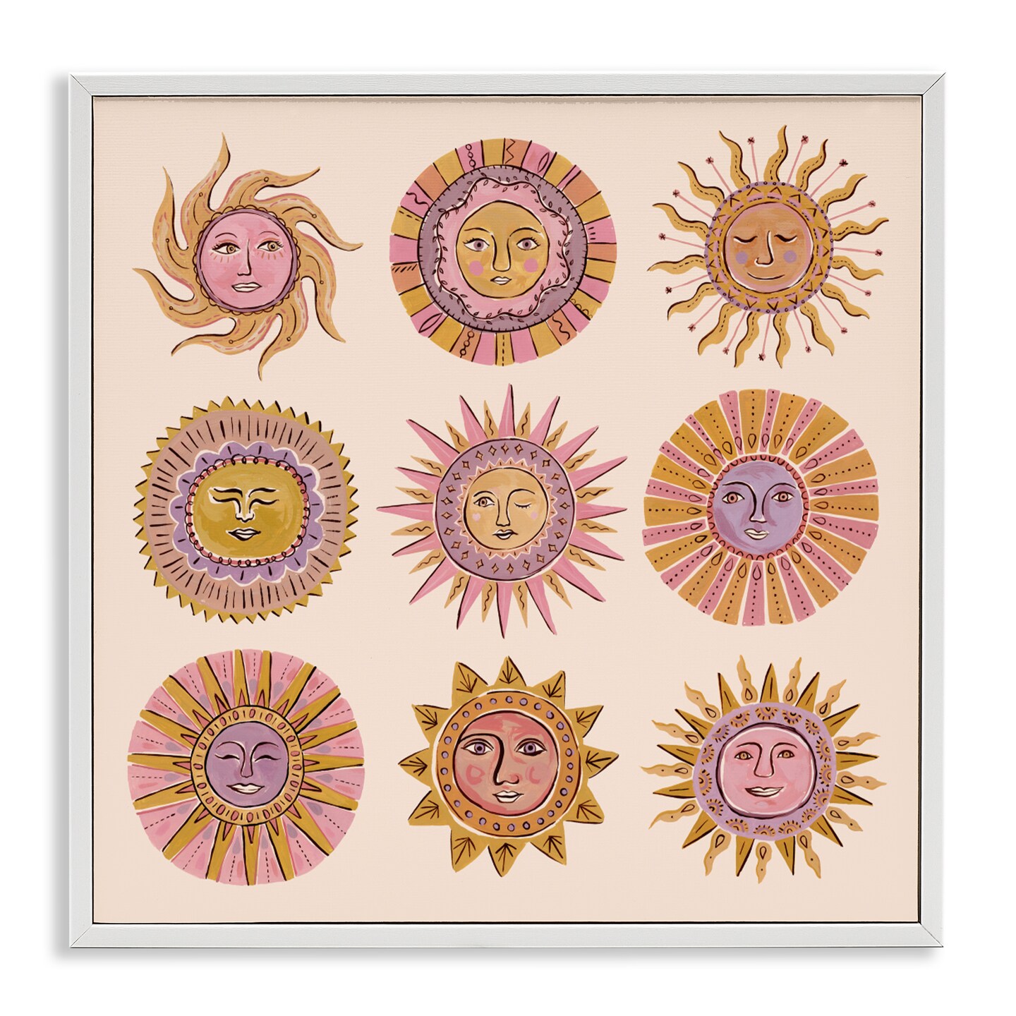 Stupell Industries Boho Solar Faces Framed Giclee, design by Two If By Sea Studios