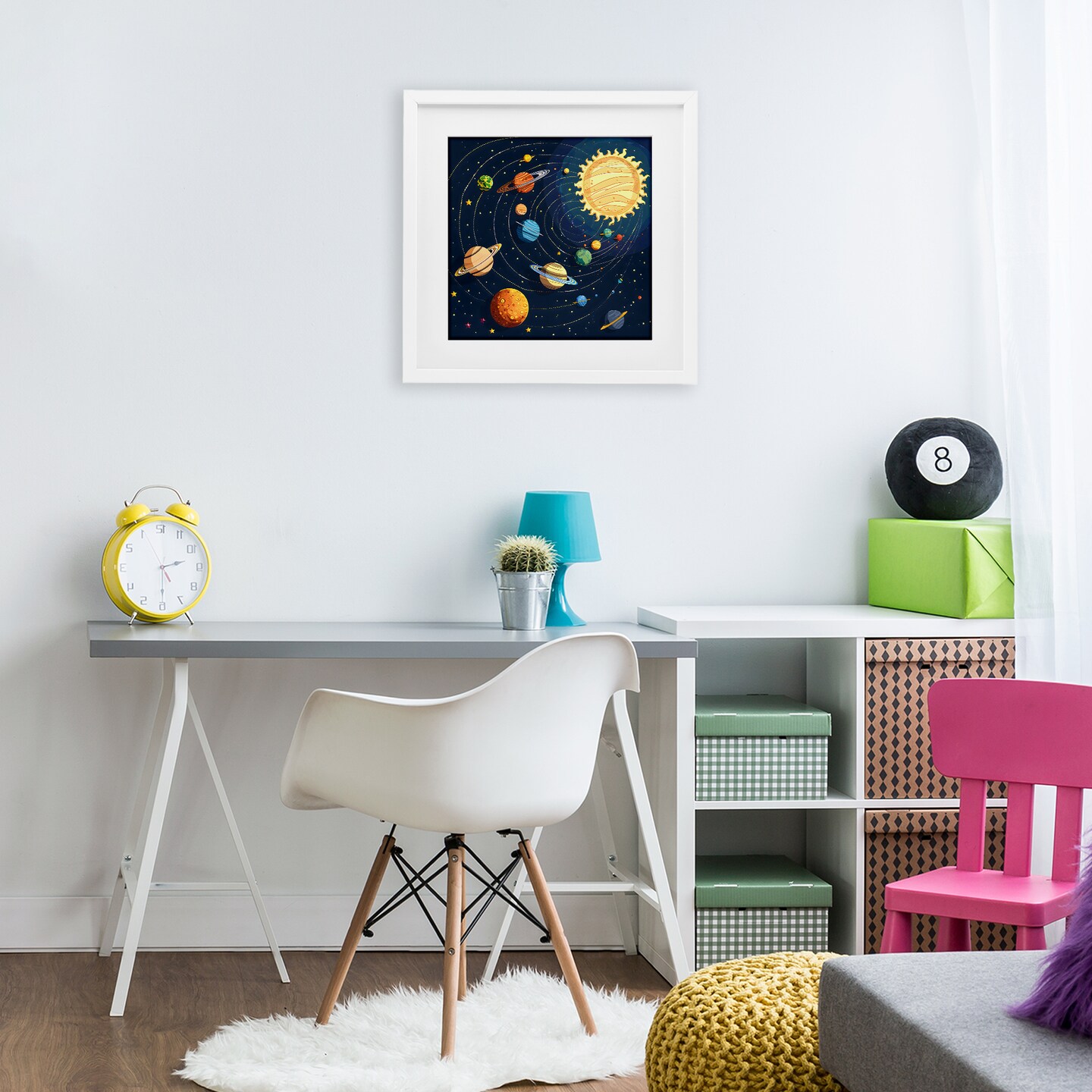 Stupell Industries Planets Around The Sun Framed Print Under Glass, design by Creative Studio
