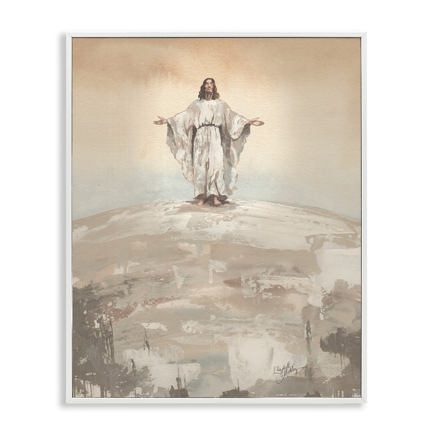 Stupell Industries Jesus on Hill Framed Giclee, design by Elizabeth Medley