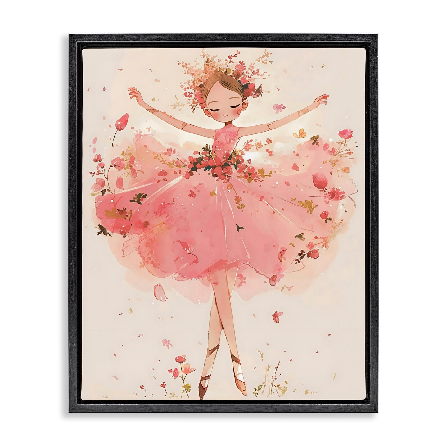 Stupell Industries Pink Floral Dress Ballerina Floating Frame, design by Creative Studio
