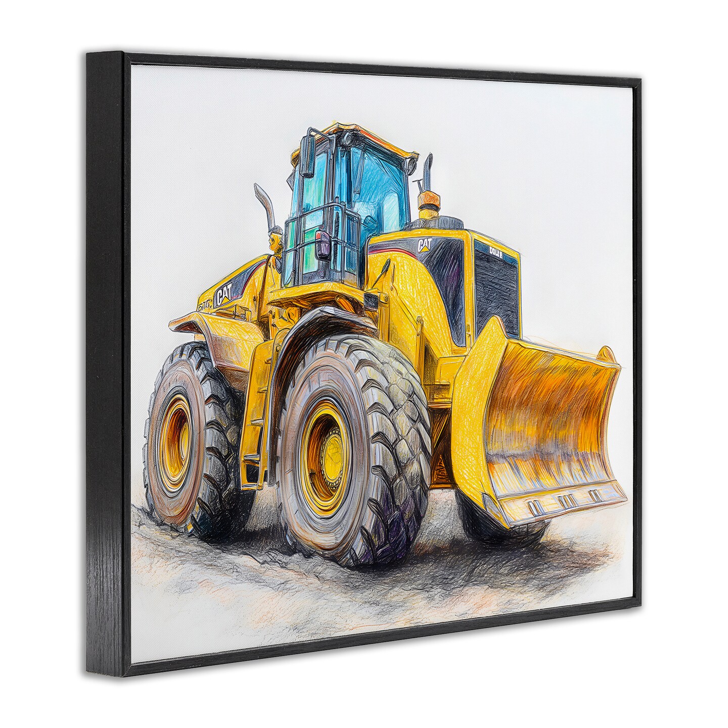 Stupell Industries Industrial Excavator Drawing Framed Giclee, design by Steve Hunziker