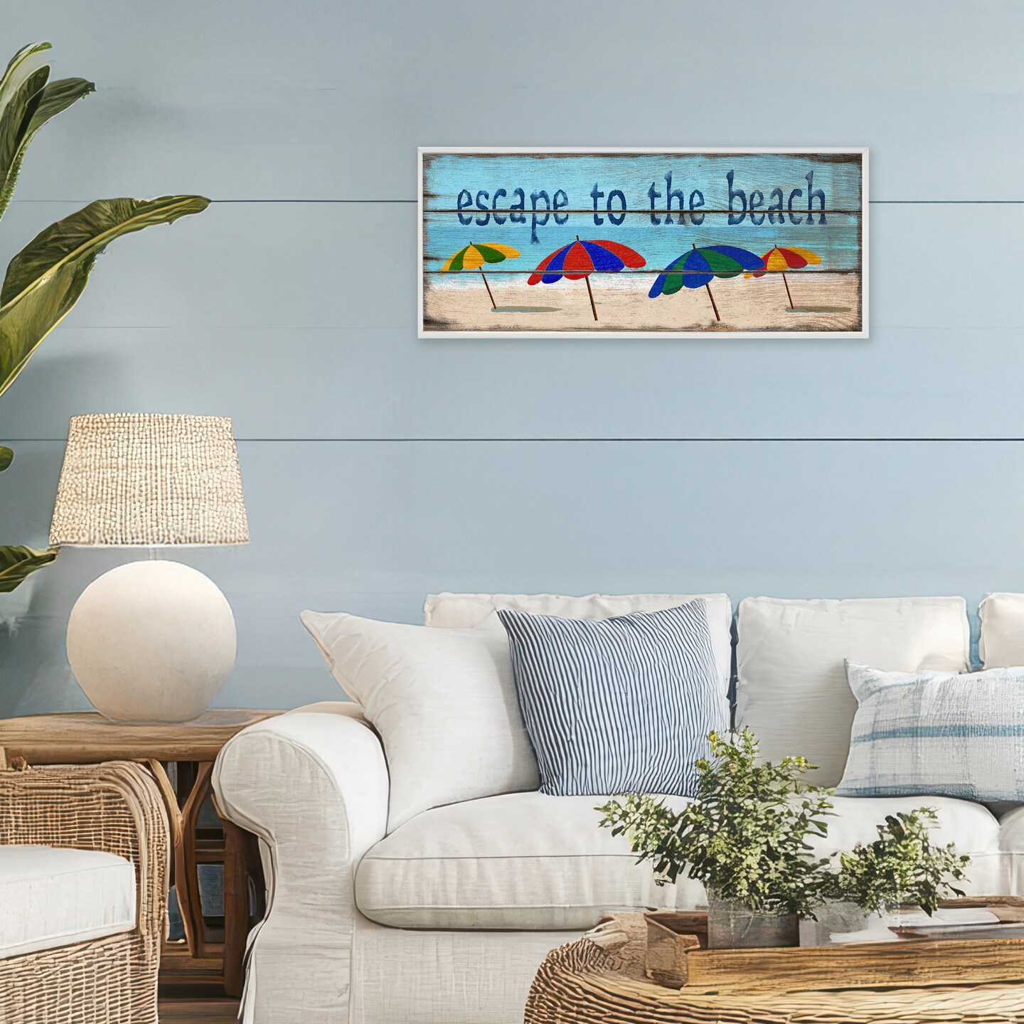 Stupell Industries Beach Escape Umbrellas Framed Giclee, design by Gail Fraser