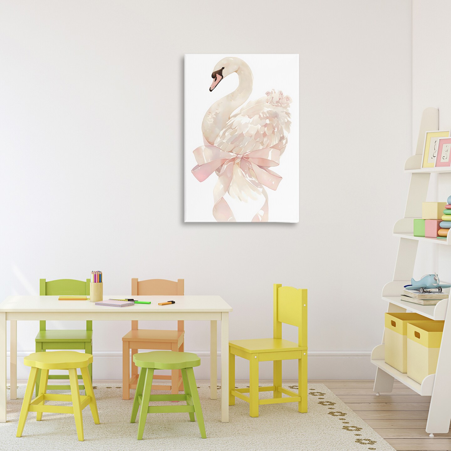 Stupell Industries Coquette Swan with Bow Canvas, design by Creative Studio