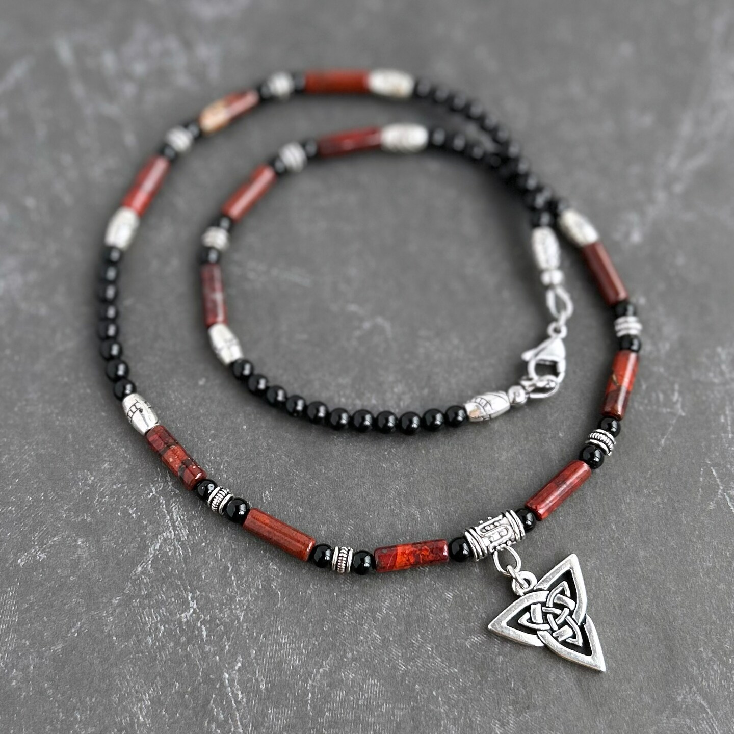 Natural Bloodstone Charm In Sterling Silver – Fits European Bracelets – 1PC