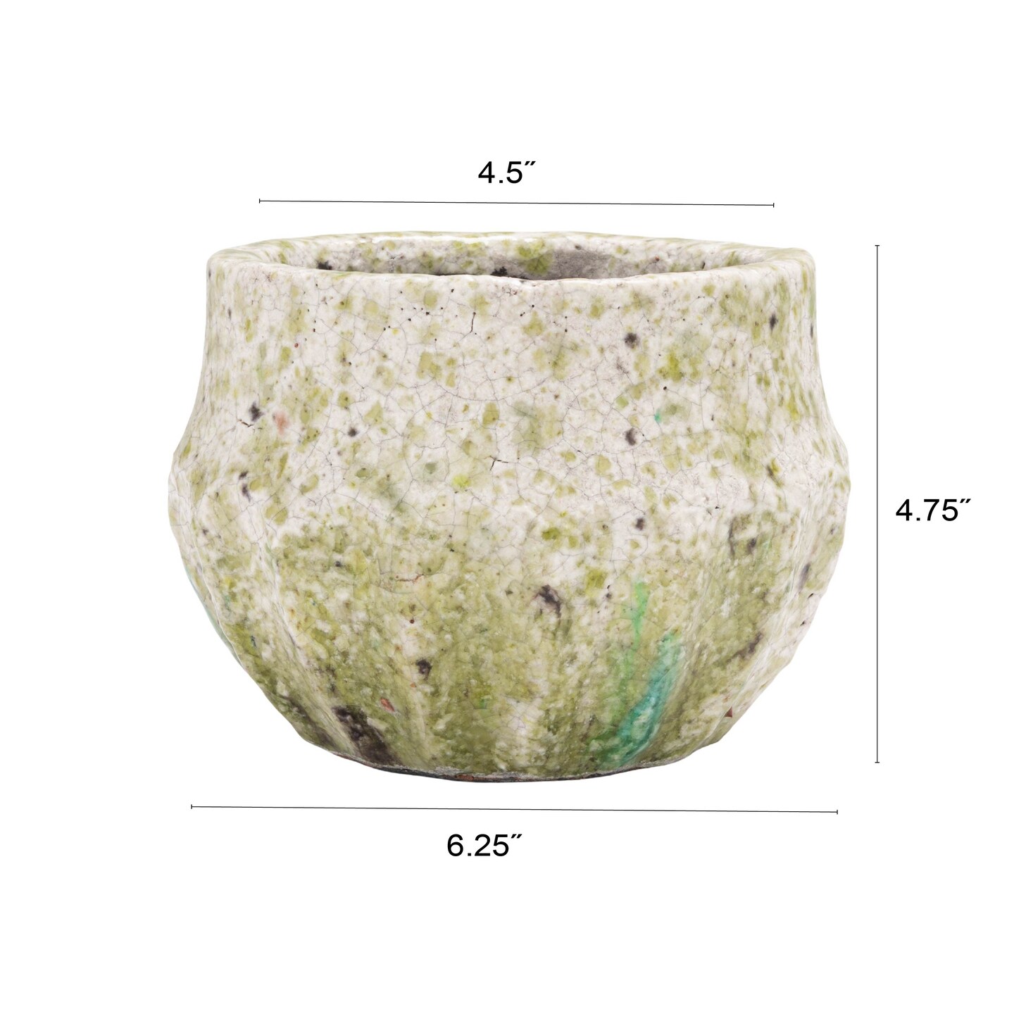 Hello Honey Terra-cotta Planter with Crackle Glaze and Terrazzo Finish