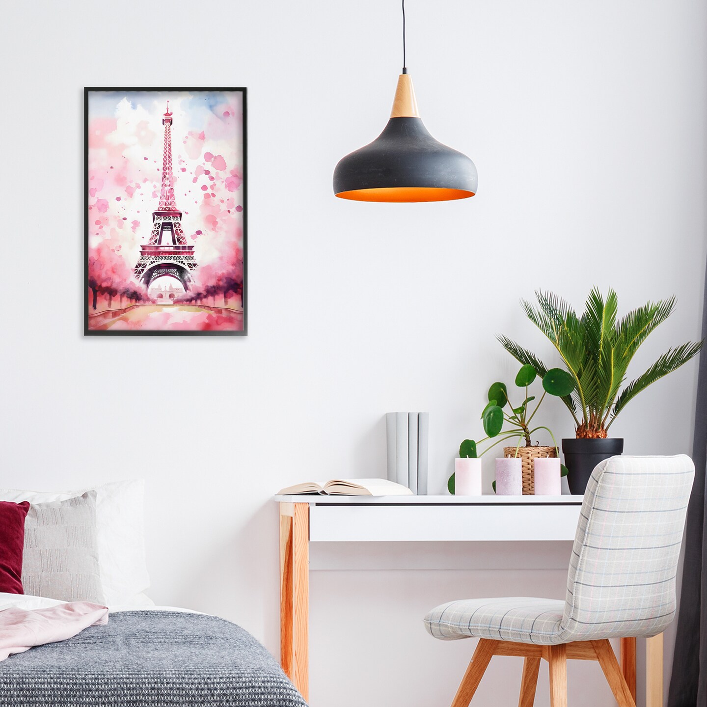 Stupell Industries Blush Watercolor Eiffel Tower Framed Giclee, design by Creative Studio