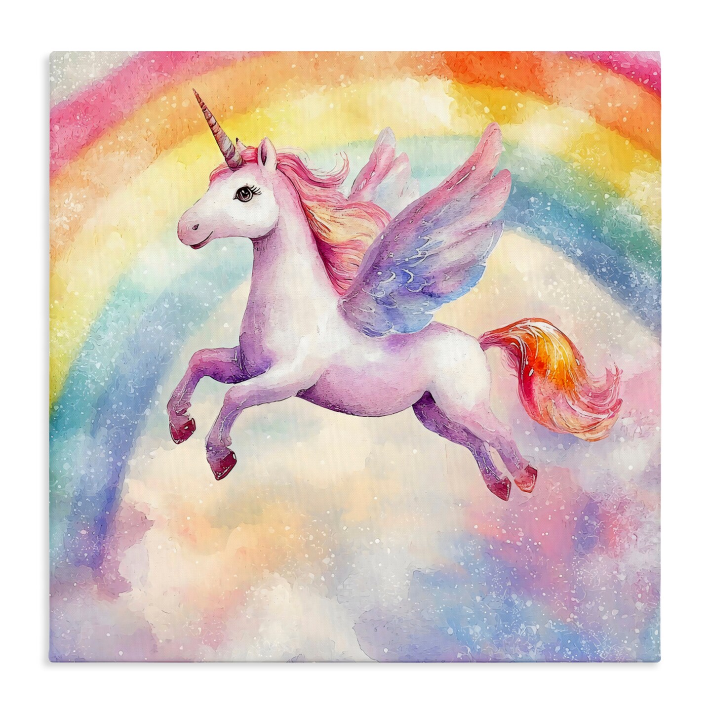 Stupell Industries Flying Unicorn In Rainbow Sky Canvas, design by Creative Studio