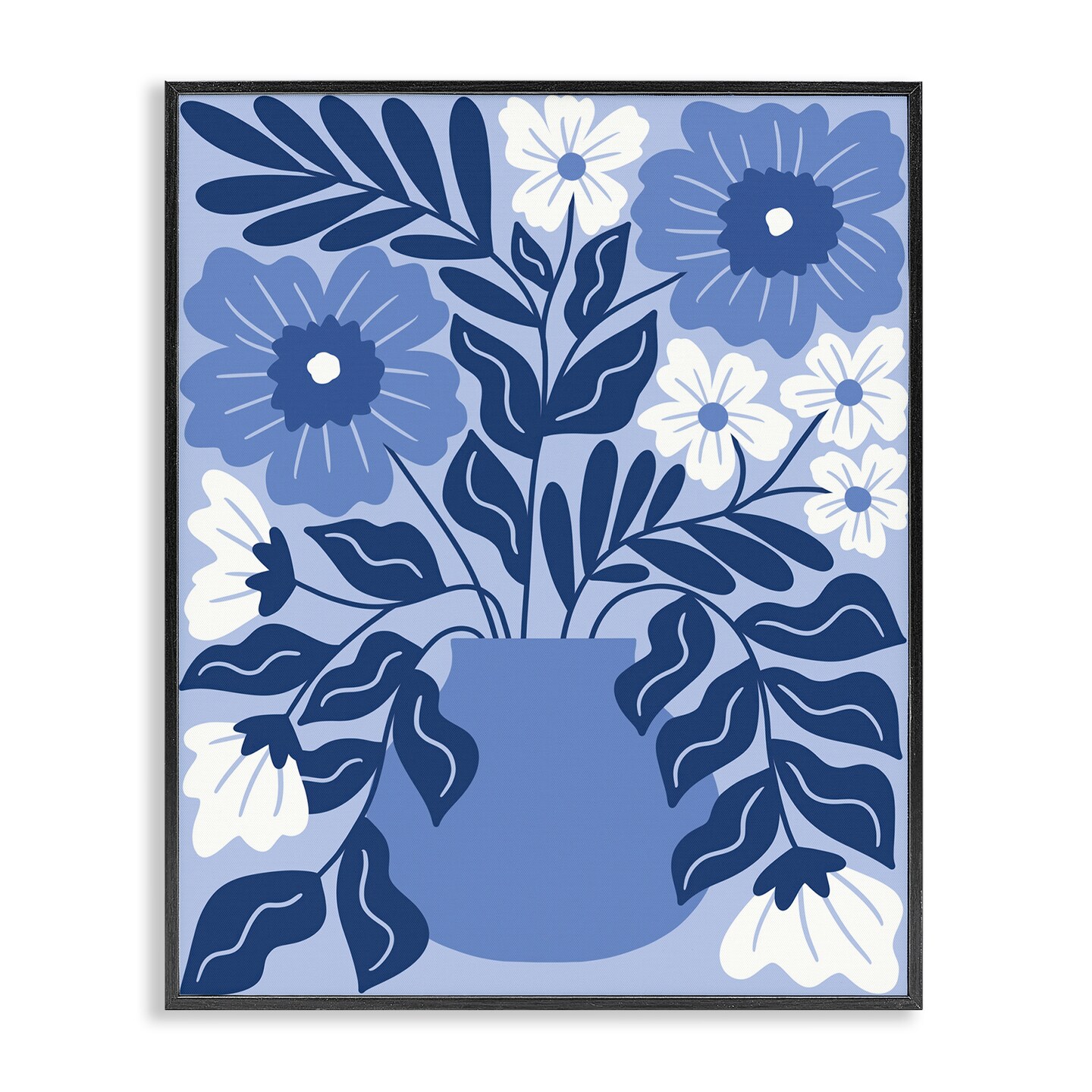 Stupell Industries Funky Blue Florals Framed Giclee Wall Art Design by Taylor Shannon Designs