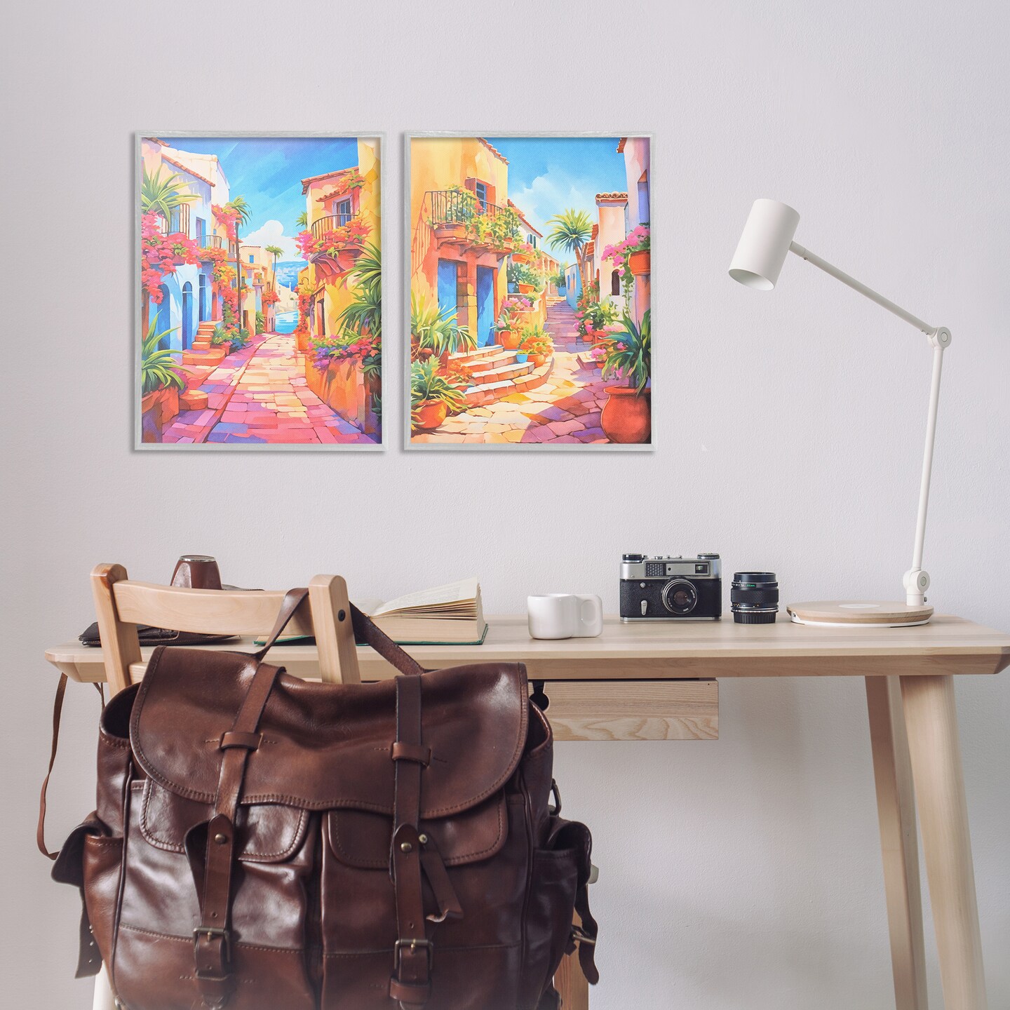 Stupell Industries Quaint Mediterranean Village 2 pc Framed Giclee Wall Art Set Design by Andrea Haase