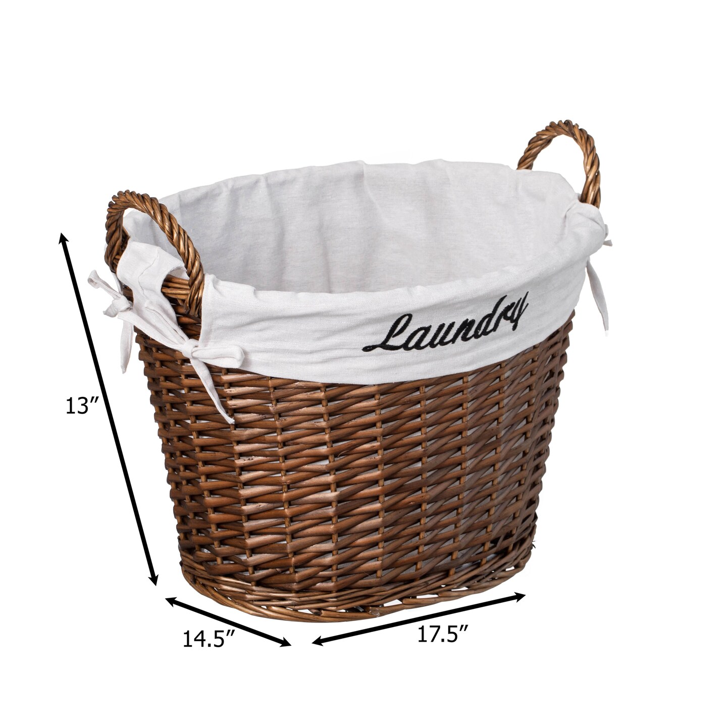 Wickerwise Handwoven Laundry Basket with Liner &#x26; Handles - Boho Decorative Storage Hamper for Clothes Blankets Pillows and Towels - Ideal for Laundry Room Bathroom Bedroom and Living Room