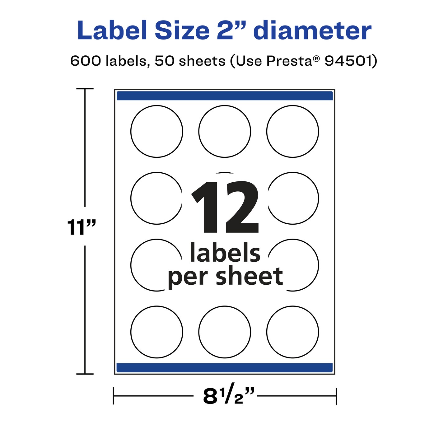 Avery Matte White Removable Round Labels with Sure Feed Technology, Print-to-the-Edge, 2&#x22; diameter