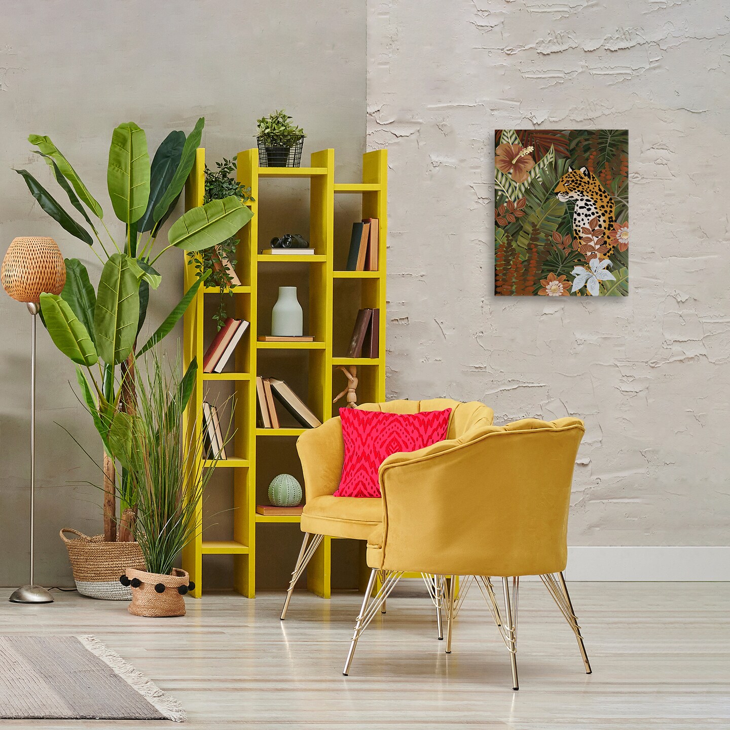 Stupell Industries Hibiscus Jungle Leopard Canvas Wall Art Design by Cat Thurman Designs