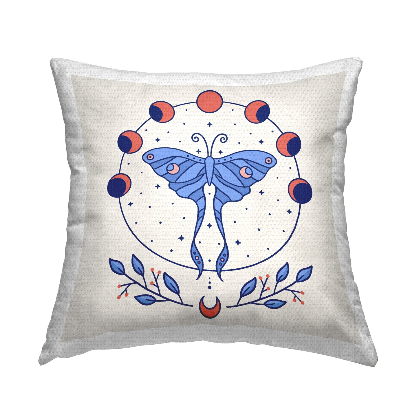 Celestial Luna Moth Outdoor Printed Pillow Design by Ahmed Sameh Hussein, 18 x 7 x 18