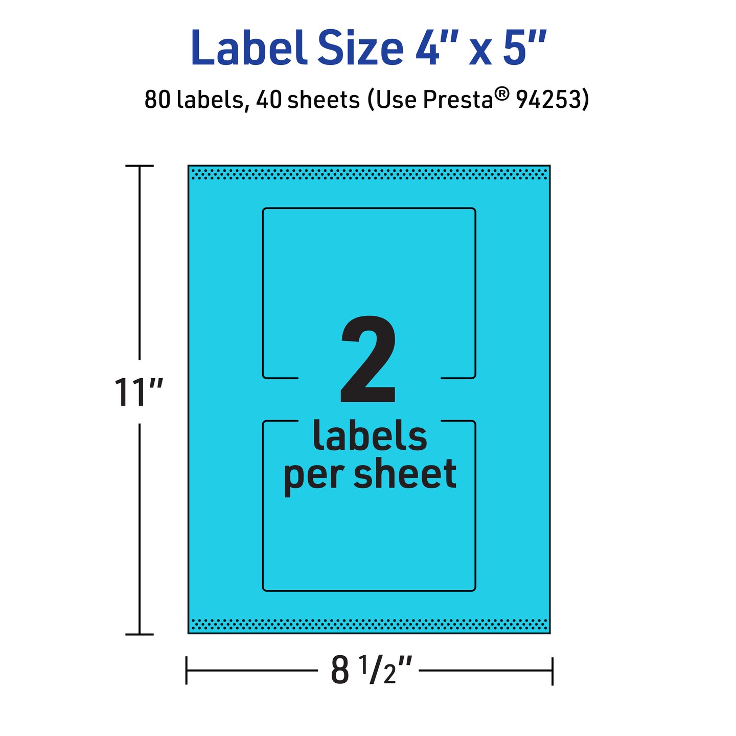Avery Bright Blue Paper Labels, 4&#x22; x 5&#x22; Rectangle